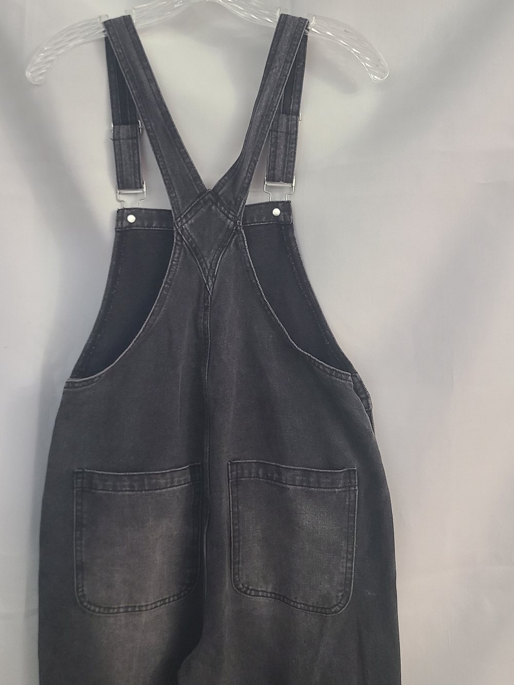 Cider Sz XS Charcoal Black Denim Wide Leg Casual Overalls - Picture 6 of 6